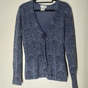 NorthStyle Floral Ribbed Knit Cardigan Sweater Y2K Cottagecore Women's M